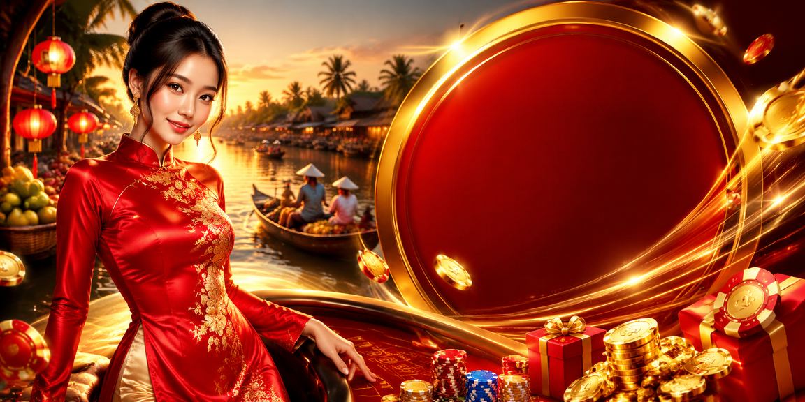 Phụ nữ áo dài bên sông Mekong thơ mộng, gợi lên hình ảnh giải trí cá cược Việt Nam
